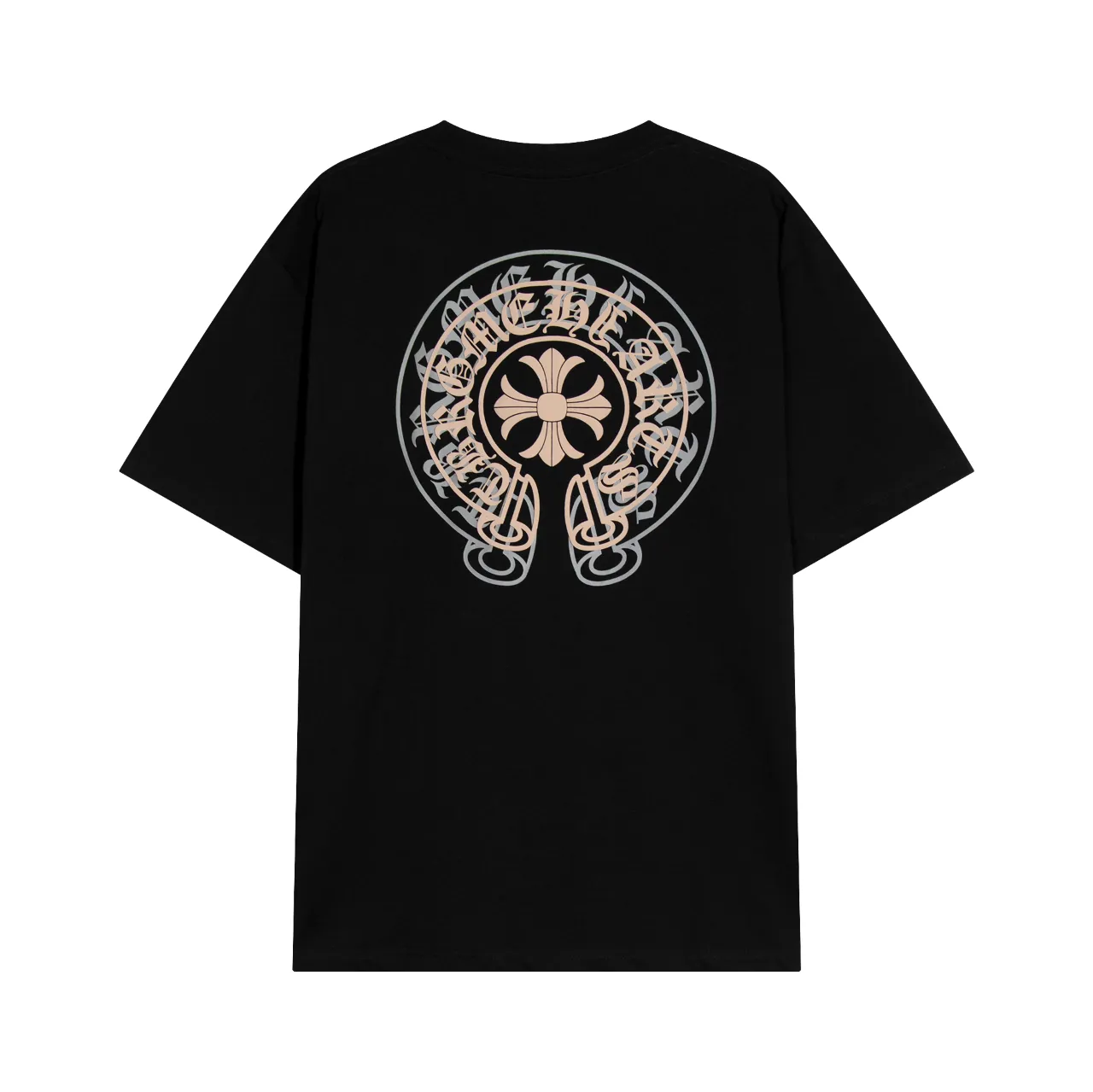 P160 Chrome Hearts Chrome Hearts Horseshoe Foam Printed Short Sleeves Size: SMLXL Color: Black White Gray